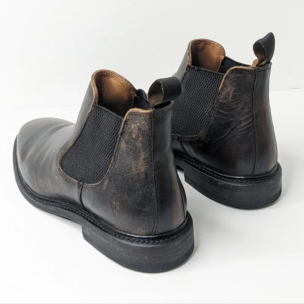 Frye Paul Chelsea Boots, Brown/Black Leather, Mens 8